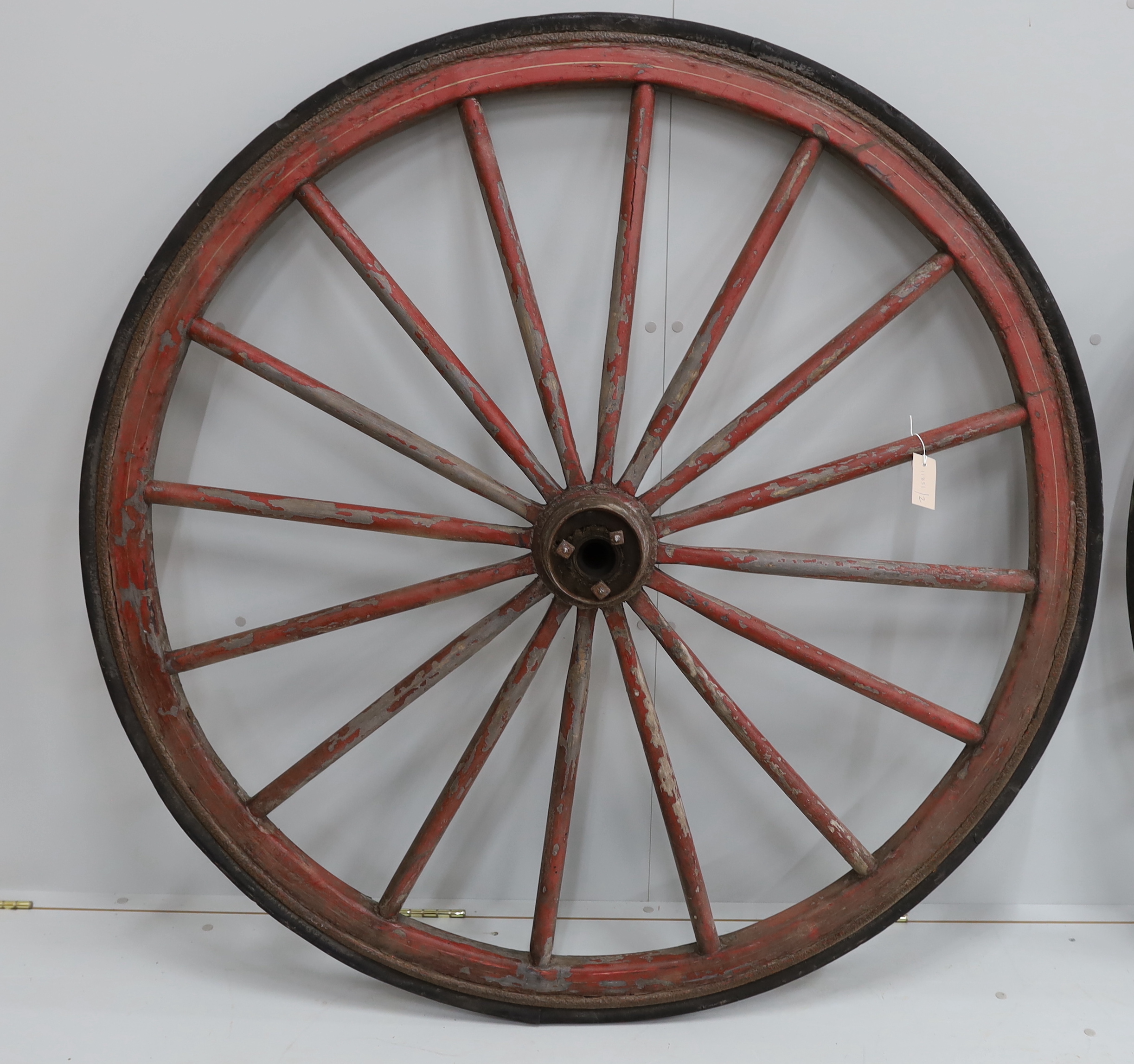 A pair of vintage cartwheels, diameter 136cm